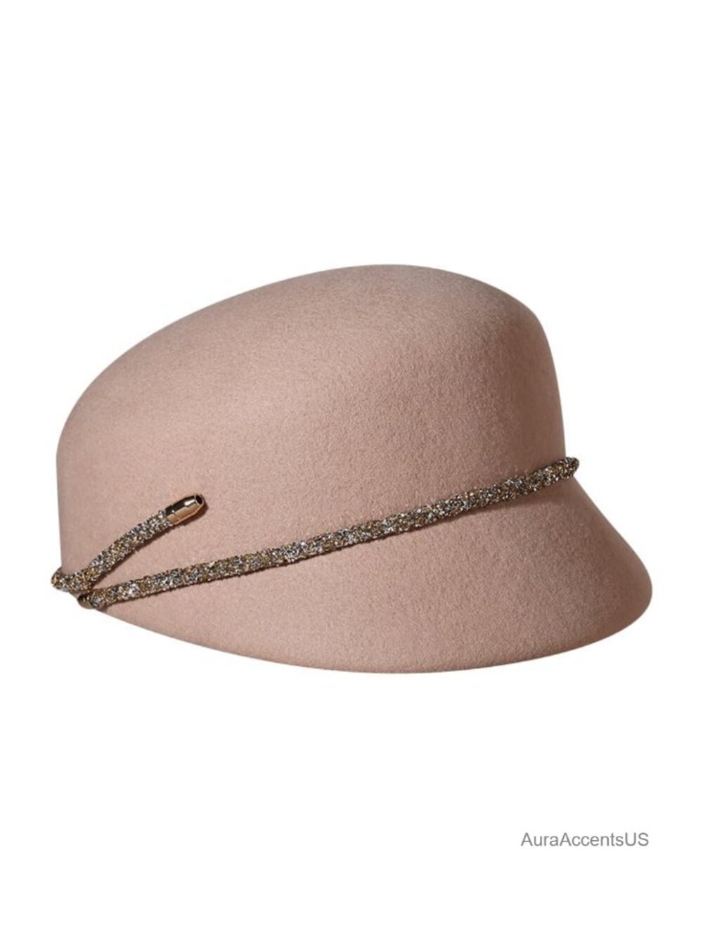 Women Wool Newsboy Beret Hat Rhinestone Brim Adjustable Winter Cap